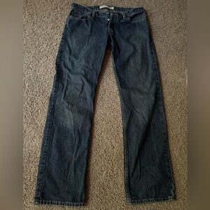 Express men’s 32W/34L button fly straight leg blue jeans